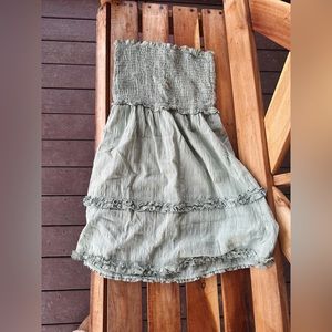 Small Mint Green Pink Lily Strapless Sundress